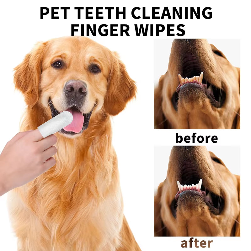 Pet Dental Cleansing Finger Set 50 Cat Finger Wipes Oral Cavity Cleaning Wipes Tooth Stone Deodorant Pet Cleaning Supplies